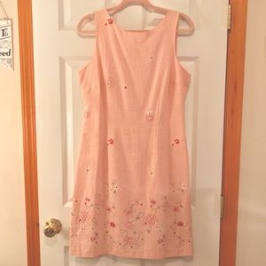 Light Pink Sheath Dress with Flower Detail